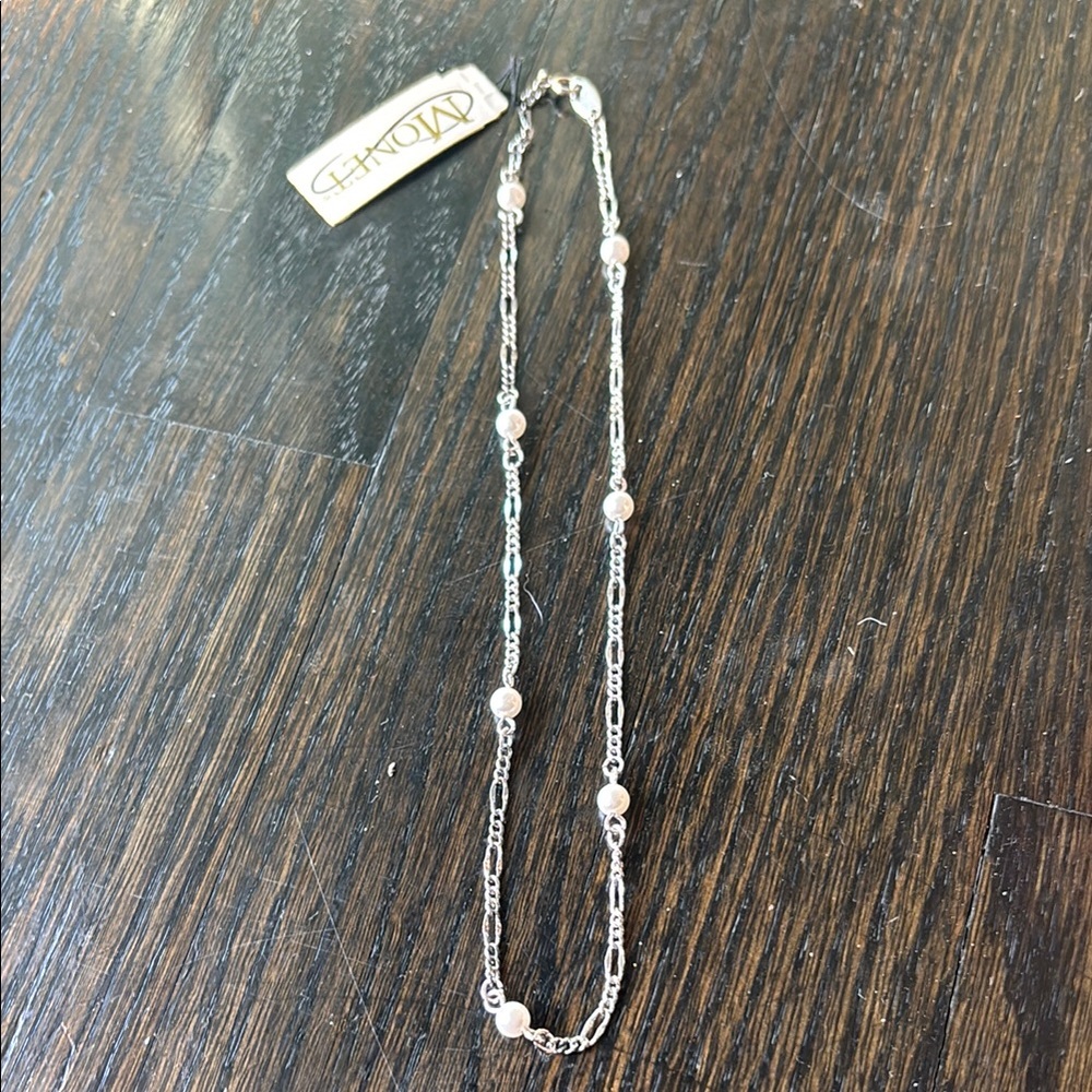 NWT Vintage Monet Silver Chain Pearl Necklace 16”